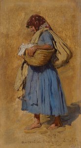 Esposa de granjero sonándose la nariz de August von Pettenkofen